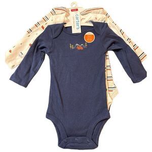 Nwt carters long sleeve onesie 3 pack outdoor woodland theme